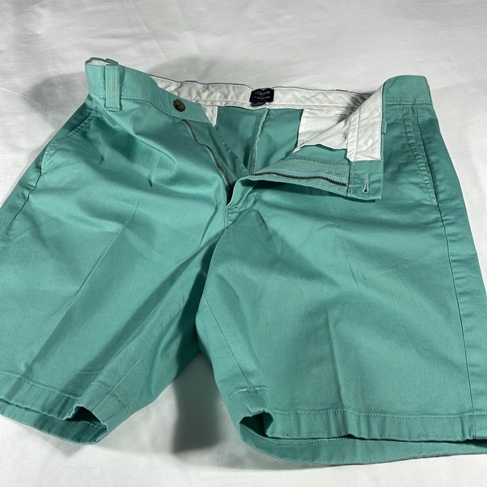 J. Crew Mens Shebert Green Basic Flat Front 9" In… - image 7